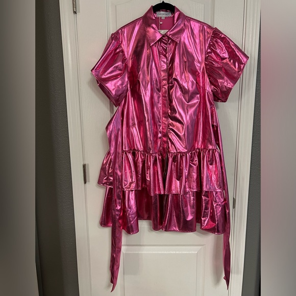 Madeleine Simon Studio Dragon Fire Pink Metallic Dress - MEDIUM - New - Picture 8 of 11